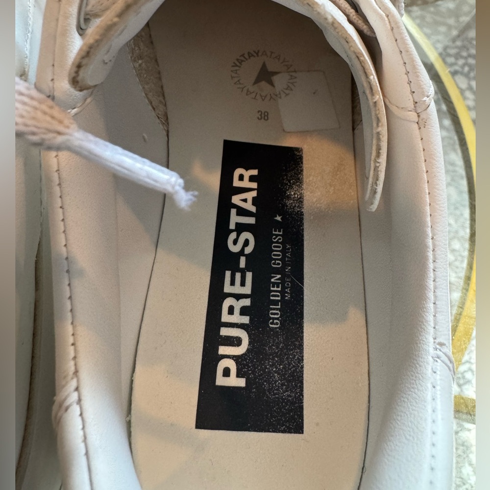 GOLDEN GOOSE Unisex Pure Star Leather Sneakers Optic White sz. 38 - Picture 14 of 14